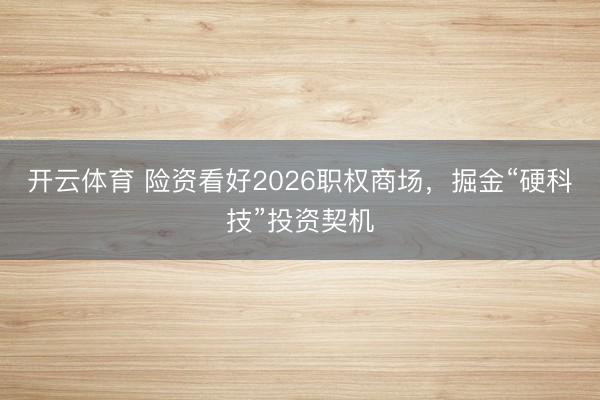 开云体育 险资看好2026职权商场，掘金“硬科技”投资契机