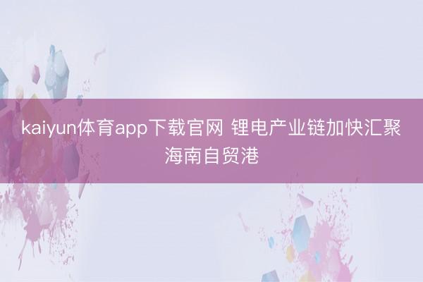 kaiyun体育app下载官网 锂电产业链加快汇聚海南自贸港