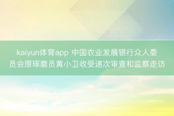 kaiyun体育app 中国农业发展银行众人委员会原琢磨员黄小卫收受递次审查和监察走访