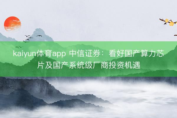 kaiyun体育app 中信证券：看好国产算力芯片及国产系统级厂商投资机遇