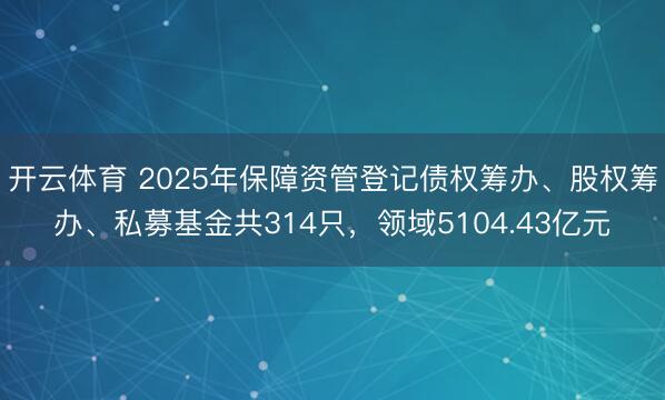 开云体育 2025年保障资管登记债权筹办、股权筹办、私募基金共314只，领域5104.43亿元