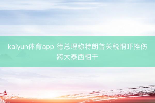kaiyun体育app 德总理称特朗普关税恫吓挫伤跨大泰西相干