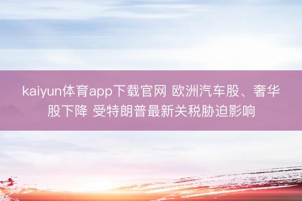 kaiyun体育app下载官网 欧洲汽车股、奢华股下降 受特朗普最新关税胁迫影响