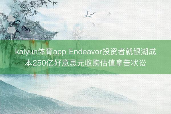 kaiyun体育app Endeavor投资者就银湖成本250亿好意思元收购估值拿告状讼