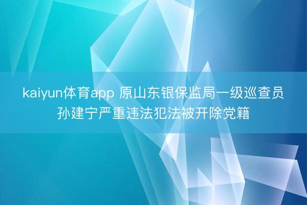 kaiyun体育app 原山东银保监局一级巡查员孙建宁严重违法犯法被开除党籍