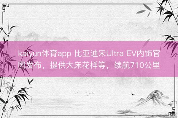 kaiyun体育app 比亚迪宋Ultra EV内饰官图发布,提供大床花样等,续航710公里