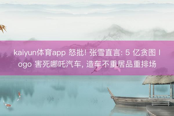 kaiyun体育app 怒批! 张雪直言: 5 亿贪图 logo 害死哪吒汽车， 造车不重居品重排场