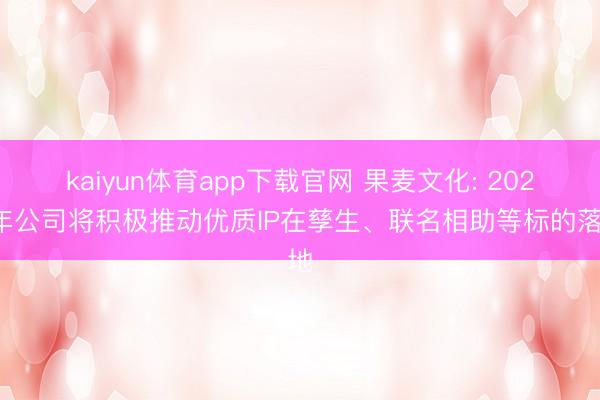 kaiyun体育app下载官网 果麦文化: 2026年公司将积极推动优质IP在孳生、联名相助等标的落地