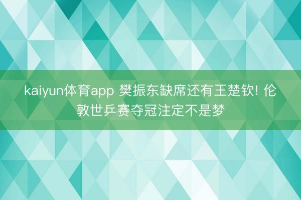 kaiyun体育app 樊振东缺席还有王楚钦! 伦敦世乒赛夺冠注定不是梦