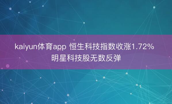 kaiyun体育app 恒生科技指数收涨1.72% 明星科技股无数反弹